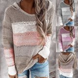 Color-Block Long Sleeve Casual Sweater