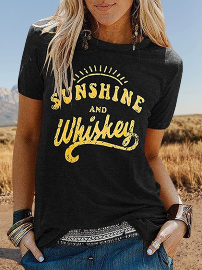 Casual Graffiti Crew Neck Short Sleeve T-shirt