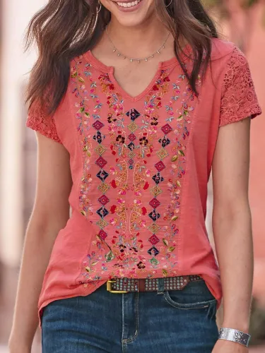 Short Sleeve Plain Crew Neck Shirts & Tops