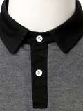 Men's Letter Applique Contrast Collar Polo Shirt