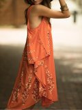 Casual Plus Size Printed Cold Shoulder Midi Dresses