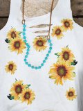 Plus Size Casual Crew Neck Sleeveless Floral Shirts & Tops