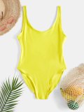 Basic Solid One-Piece Swimsuit