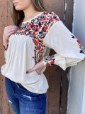Boho Long Sleeve Cotton-Blend Shirts & Tops