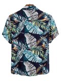 Men's Retro Tropical Leaf Graphic Button Up Shirt
