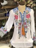 Boho Weddding Geometric Blossom Long Sleeve Shirts & Tops