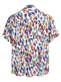 Men's Retro Colorful Leaf Print Button Up Shirt