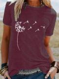 Floral Crew Neck Casual Short Sleeve Shirts & Tops