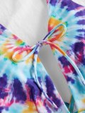 Spiral Tie Dye Plunging Collar One-Piece Swimsuit