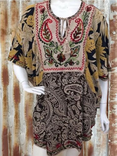Crew Neck Short Sleeve Vintage Shirts & Tops
