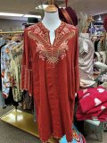 Romantic Red Wedding Shift Geometric Cotton-Blend Long Sleeve Dresses