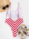 Striped Print One-Piece Swimwear