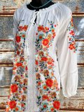 Floral Crew Neck Long Sleeve A-Line Dresses