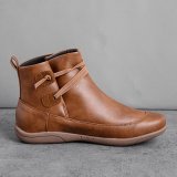 Braided Strap Flat Heel All Season Boots