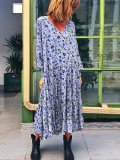 Plus Size long  Sleeve V-neck  Elegant Casual    Dress