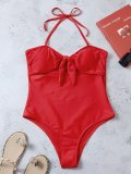 Halter Neck Bowknot One-Piece Swimsuit