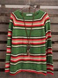 Green Knitted Long Sleeve Crew Neck Shirts & Tops