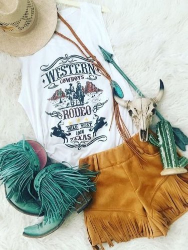 White Crew Neck Sleeveless Shirts & Tops