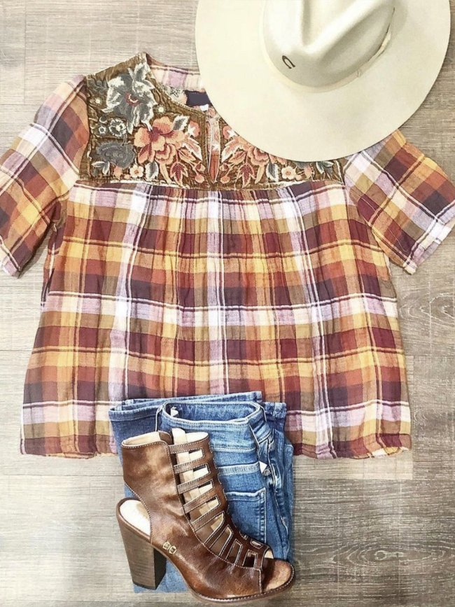 Sweet V Neck Short Sleeve Shift Shirts & Tops