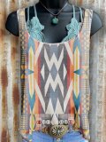 Geometric Cotton-Blend Vintage Shirts & Tops