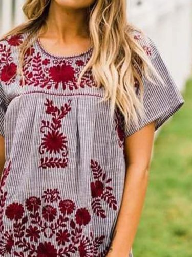 Short Sleeve Crew Neck Printed Shirts & Tops