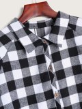 Black&White Plaid Button Up Shirt Jacket