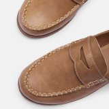 Women Vintage Slip On Loafers Low Heel PU Leather Loafers