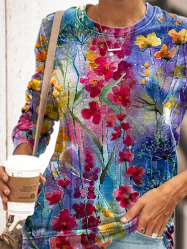 Colorful Flower Painting Women's Sweatshirt