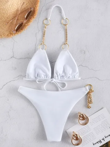 Chain Decor Halter Bikini