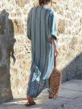 Plus Size Women  Shift Daily Linen Long Sleeve Pockets Striped Dress
