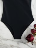 Solid Ruffle One Shoulder Swimsuit