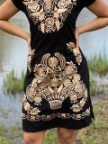 Short Sleeve Tribal Casual Polyester Cotton Dresses