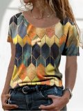 Casual Geometric Short Sleeve Shirts & Tops