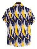 Men's Abstract Geometry Print Button Up Shirt