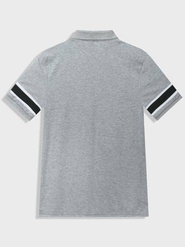 复制复制Men's Color Block Striped Polo Shirt