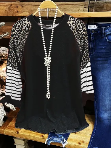 Long Sleeve Leopard Shirts & Tops