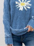 Casual Jersey Daisy print long sleeve sweatshirt