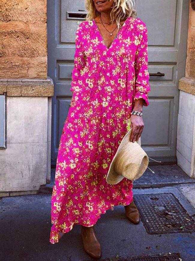 Casual 3/4 Sleeve Cotton-Blend Dresses