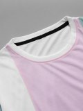 Men's Eagle Embroidered Color Block Round Neck Tee
