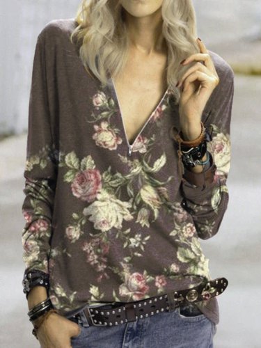Long Sleeve V Neck Shirts & Tops