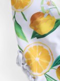 Lemon & Floral Print Cinched Side Plunge Swimsuit