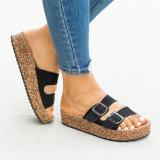 Women Casual Summer Double Buckle Slip On Comfy Sandals