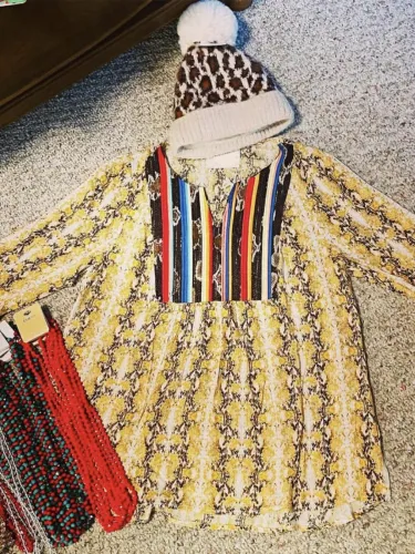 Boho Snakeskin V Neck Shirts & Tops
