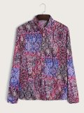 Men's Vacation Floral Print Long Sleeve Blouse