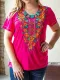 Short Sleeve Vintage Printed V Neck Shirts & Tops