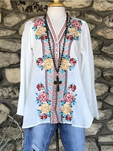 Vintage Shift Floral-Print Shirts & Tops