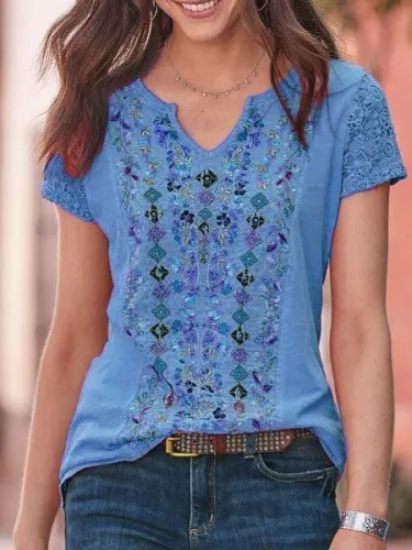 Short Sleeve Plain Crew Neck Shirts & Tops