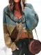 V Neck Long Sleeve Casual Animal Shirts & Tops
