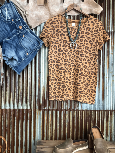 Leopard Casual Crew Neck Shirts & Tops