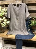 Round Neck Casual Plus Size Short Sleeve Shirts Tops